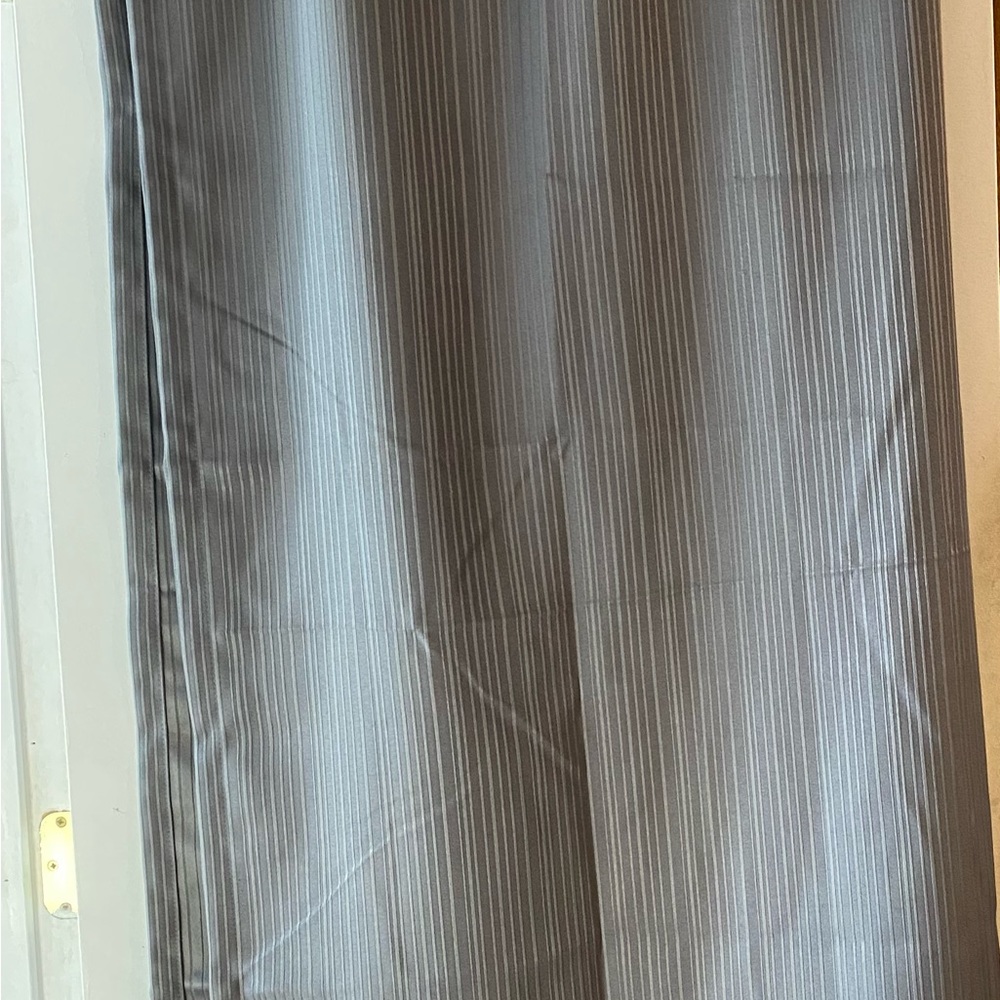 Blackout curtain panel, Silver Grommet, 63” long, 54” wide Gray stripe, Used - Picture 5 of 8